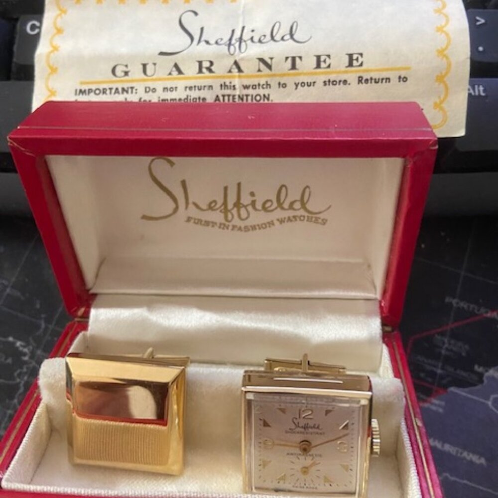 Vintage Sheffield watch cufflinks in case - make offer